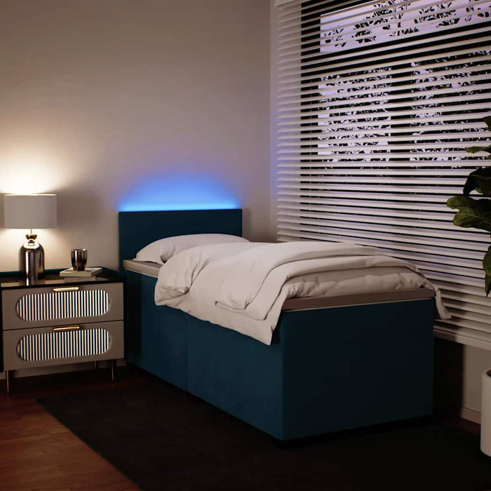 Pat box spring cu saltea, albastru, 100x200 cm, catifea - WALTI WALTI