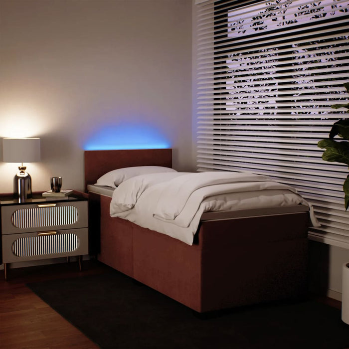 Pat box spring cu saltea, roz, 100x200 cm, catifea - WALTI WALTI