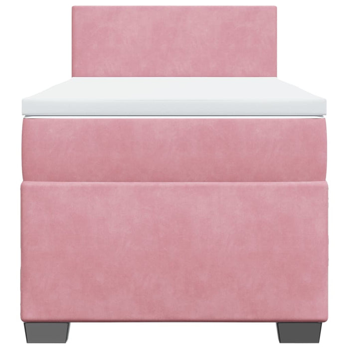 Pat box spring cu saltea, roz, 100x200 cm, catifea - WALTI WALTI