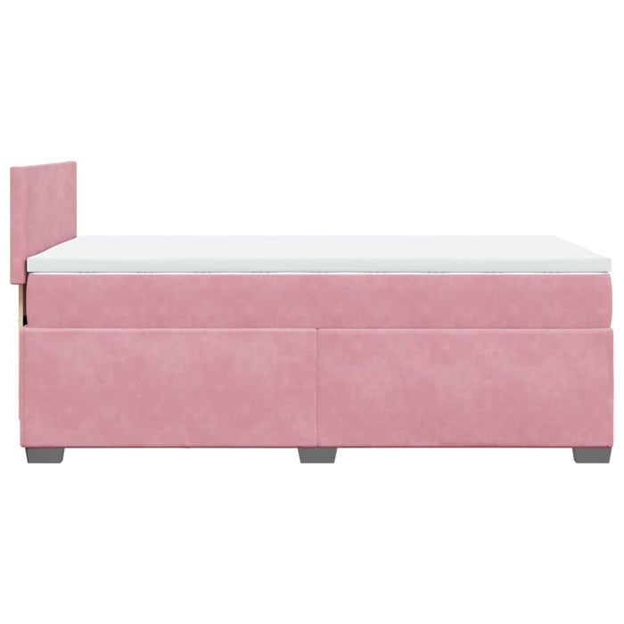Pat box spring cu saltea, roz, 100x200 cm, catifea - WALTI WALTI