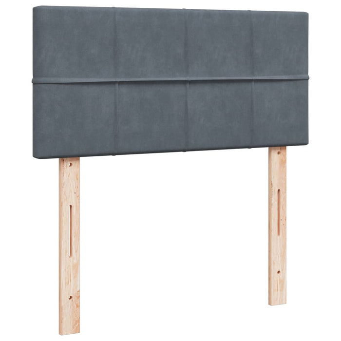 Pat box spring cu saltea, gri închis, 100x200 cm, catifea - WALTI WALTI