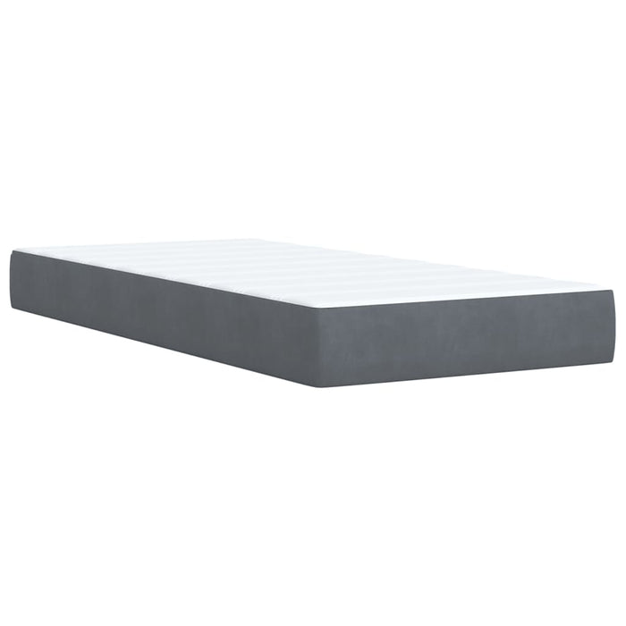 Pat box spring cu saltea, gri închis, 100x200 cm, catifea - WALTI WALTI