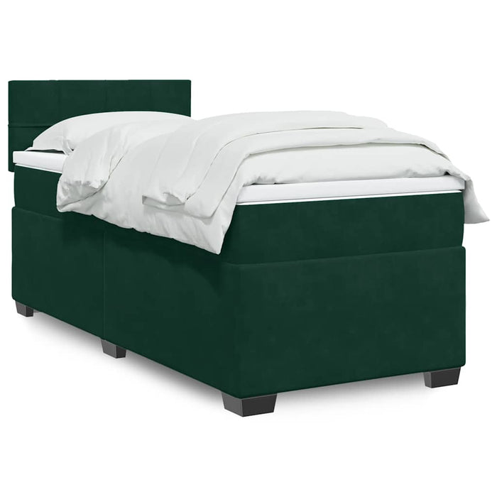 Pat box spring cu saltea, verde închis, 100x200 cm, catifea - WALTI WALTI