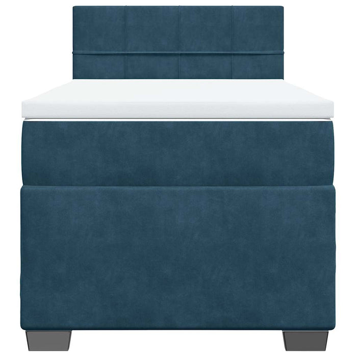 Pat box spring cu saltea, albastru, 100x200 cm, catifea - WALTI WALTI