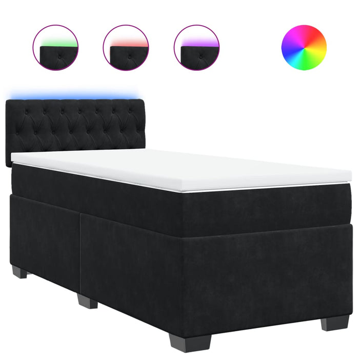 Pat box spring cu saltea, negru, 100x200 cm, catifea - WALTI WALTI