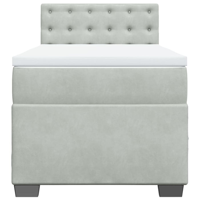 Pat box spring cu saltea, gri deschis, 100x200 cm, catifea - WALTI WALTI