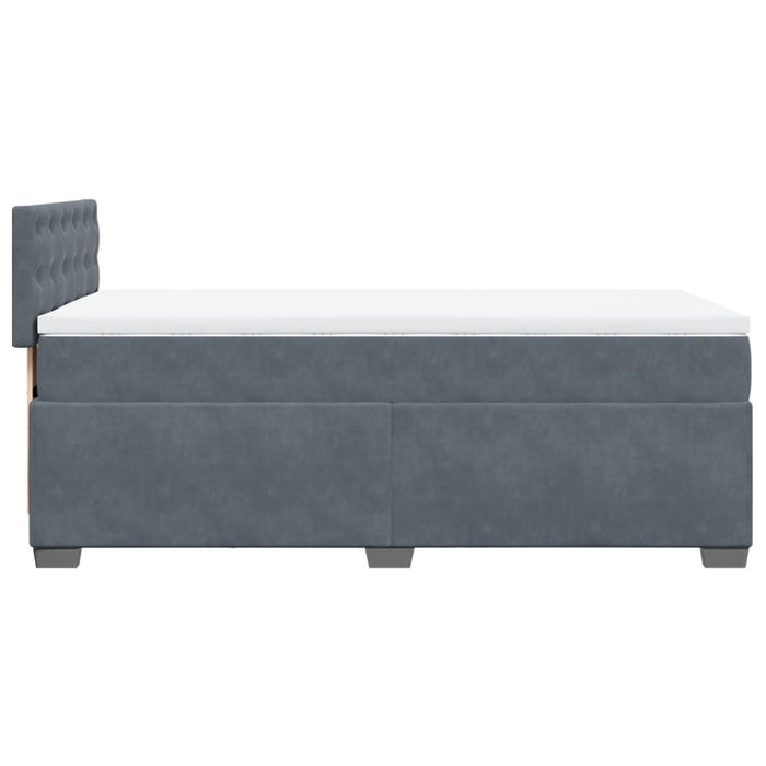 Pat box spring cu saltea, gri închis, 100x200 cm, catifea - WALTI WALTI