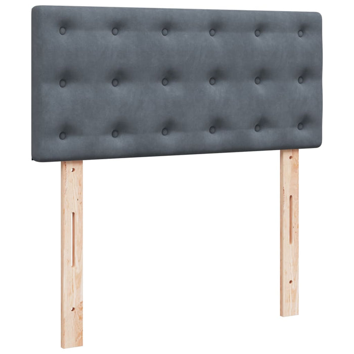 Pat box spring cu saltea, gri închis, 100x200 cm, catifea - WALTI WALTI