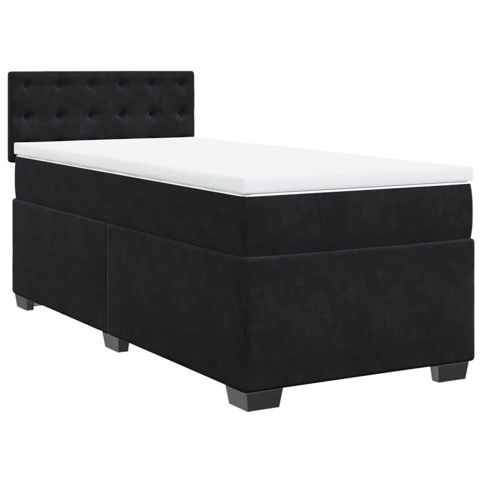 Pat box spring cu saltea, negru, 100x200 cm, catifea - WALTI WALTI