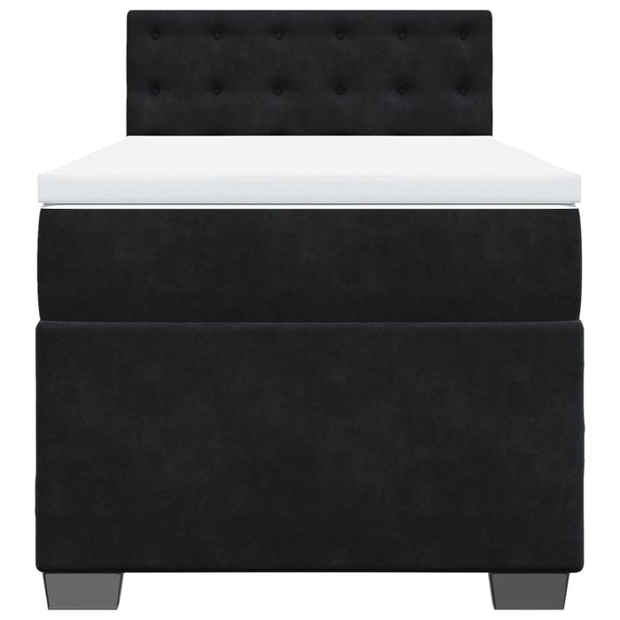 Pat box spring cu saltea, negru, 100x200 cm, catifea - WALTI WALTI