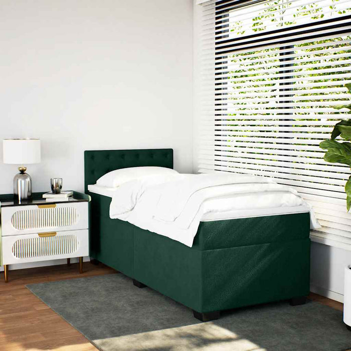 Pat box spring cu saltea, verde închis, 100x200 cm, catifea - WALTI WALTI