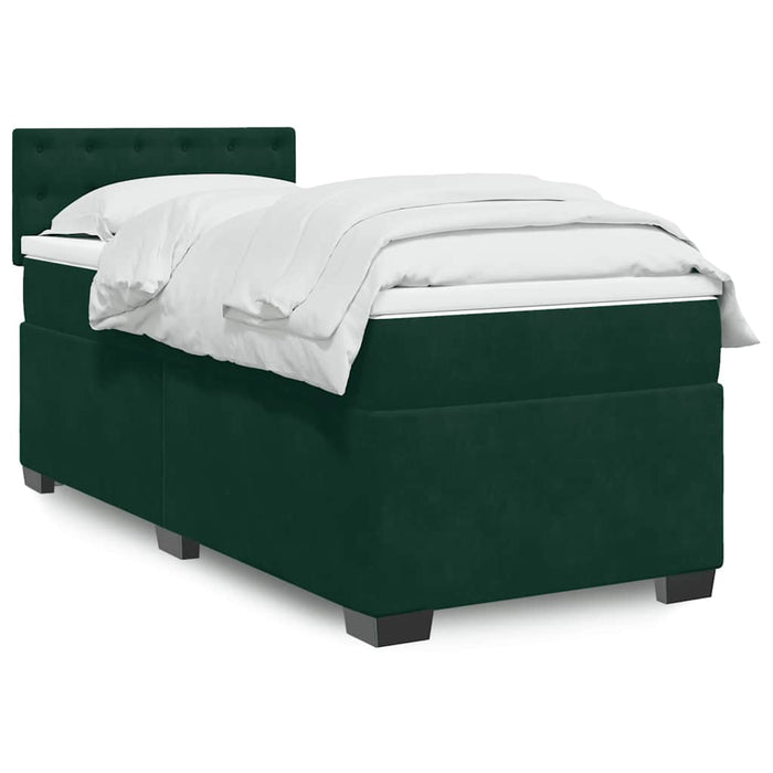 Pat box spring cu saltea, verde închis, 100x200 cm, catifea - WALTI WALTI