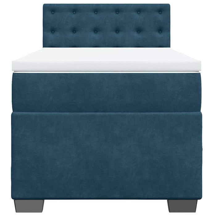 Pat box spring cu saltea, albastru, 100x200 cm, catifea - WALTI WALTI