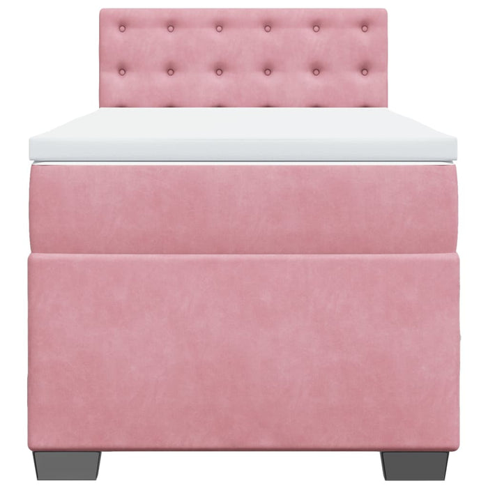 Pat box spring cu saltea, roz, 100x200 cm, catifea - WALTI WALTI