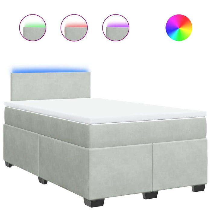 Pat box spring cu saltea, gri deschis, 120x190 cm, catifea - WALTI WALTI