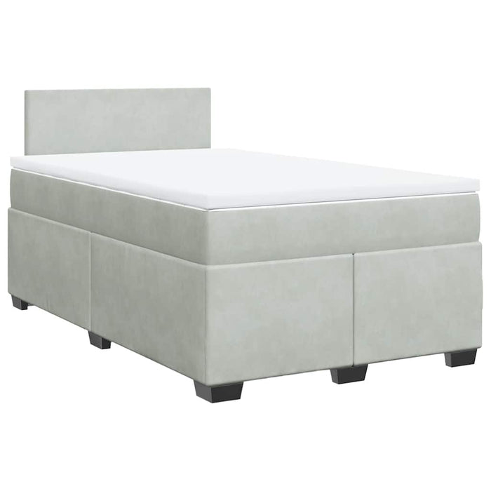 Pat box spring cu saltea, gri deschis, 120x190 cm, catifea - WALTI WALTI