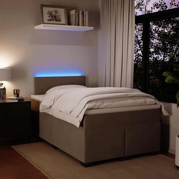 Pat box spring cu saltea, gri deschis, 120x190 cm, catifea - WALTI WALTI