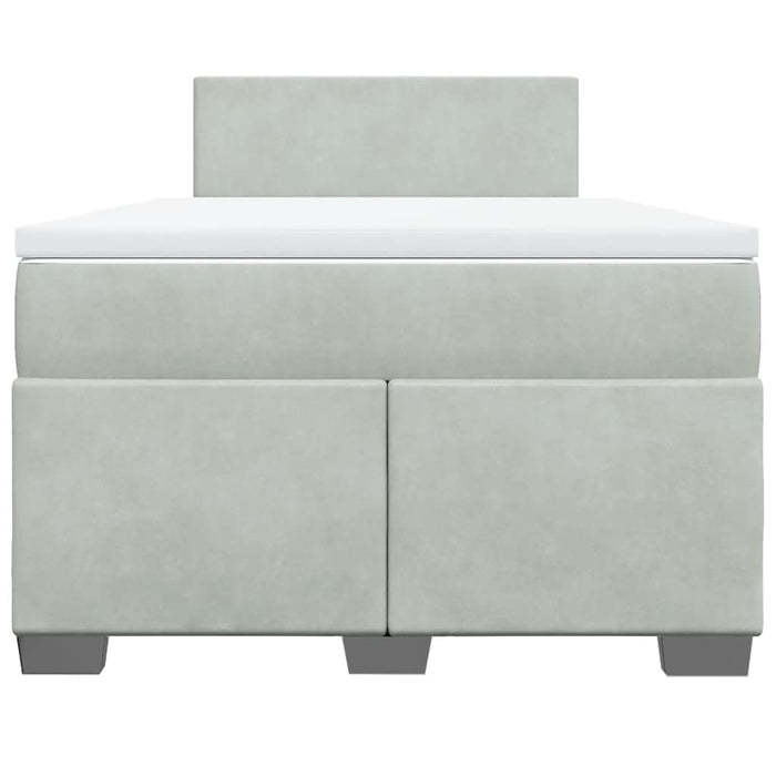 Pat box spring cu saltea, gri deschis, 120x190 cm, catifea - WALTI WALTI