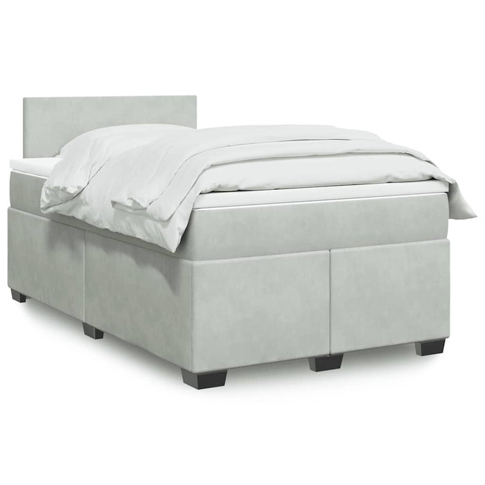 Pat box spring cu saltea, gri deschis, 120x190 cm, catifea - WALTI WALTI