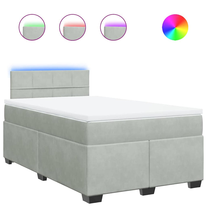 Pat box spring cu saltea, gri deschis, 120x190 cm, catifea - WALTI WALTI