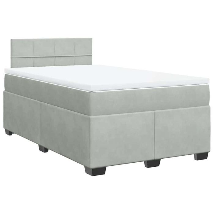 Pat box spring cu saltea, gri deschis, 120x190 cm, catifea - WALTI WALTI