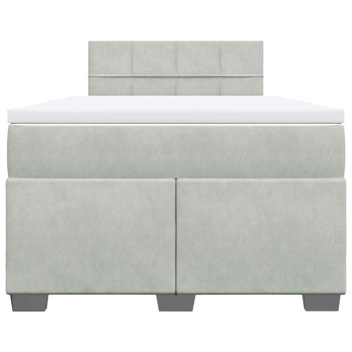 Pat box spring cu saltea, gri deschis, 120x190 cm, catifea - WALTI WALTI