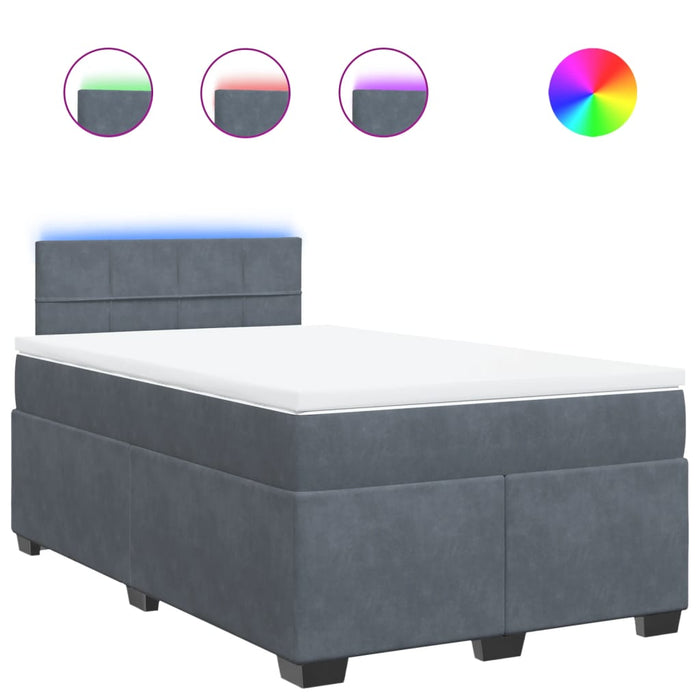 Pat box spring cu saltea, gri închis, 120x190 cm, catifea - WALTI WALTI