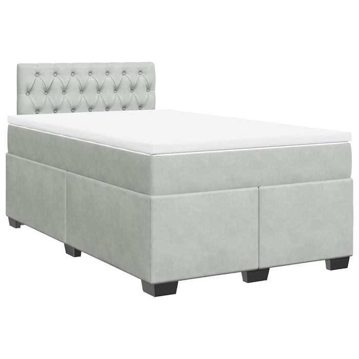 Pat box spring cu saltea, gri deschis, 120x190 cm, catifea - WALTI WALTI