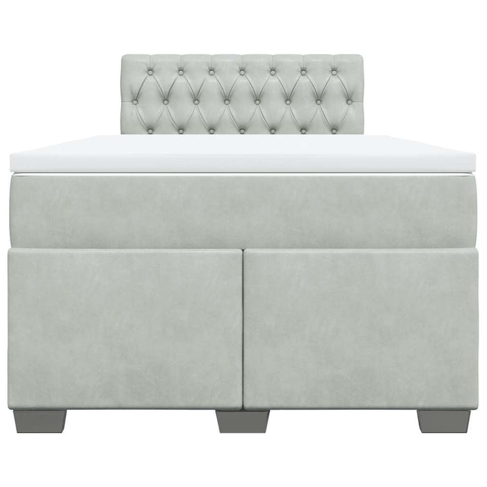 Pat box spring cu saltea, gri deschis, 120x190 cm, catifea - WALTI WALTI