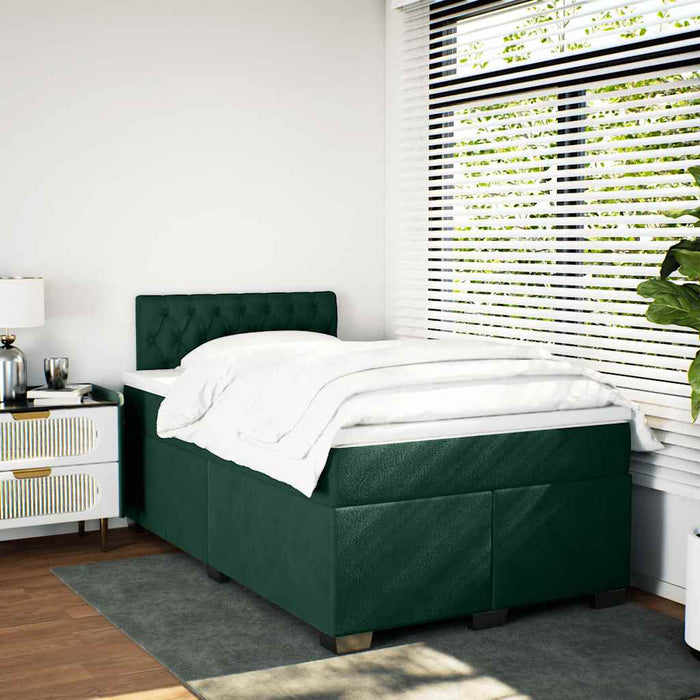 Pat box spring cu saltea, verde închis, 120x190 cm, catifea - WALTI WALTI