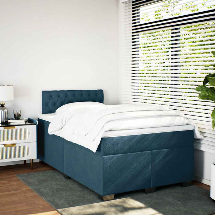 Pat box spring cu saltea, albastru, 120x190 cm, catifea - WALTI WALTI