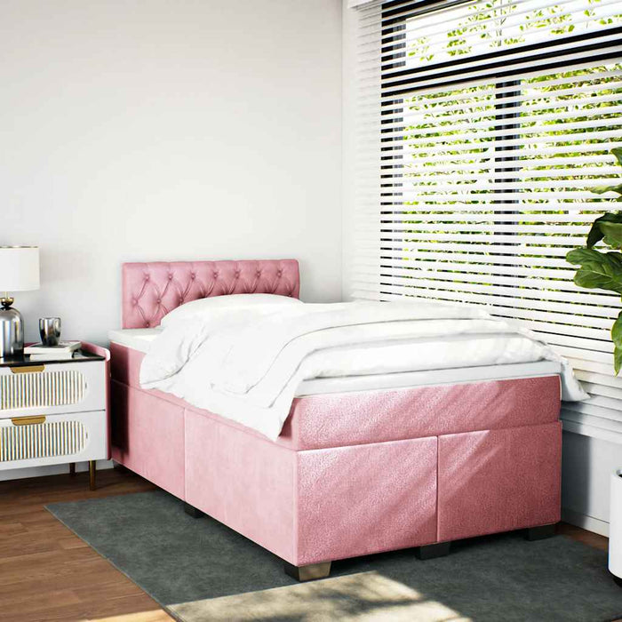 Pat box spring cu saltea, negru, 120x190 cm, catifea - WALTI WALTI