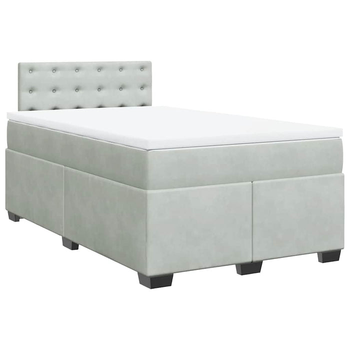 Pat box spring cu saltea, gri deschis, 120x190 cm, catifea - WALTI WALTI