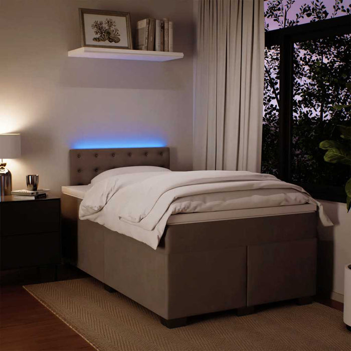 Pat box spring cu saltea, gri deschis, 120x190 cm, catifea - WALTI WALTI