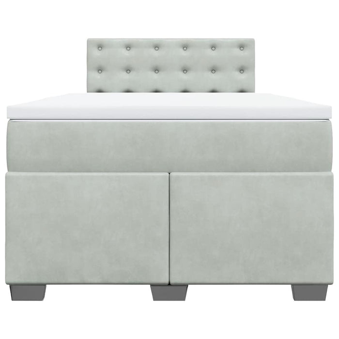 Pat box spring cu saltea, gri deschis, 120x190 cm, catifea - WALTI WALTI