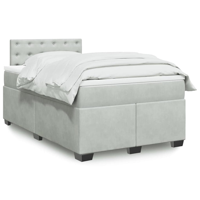 Pat box spring cu saltea, gri deschis, 120x190 cm, catifea - WALTI WALTI