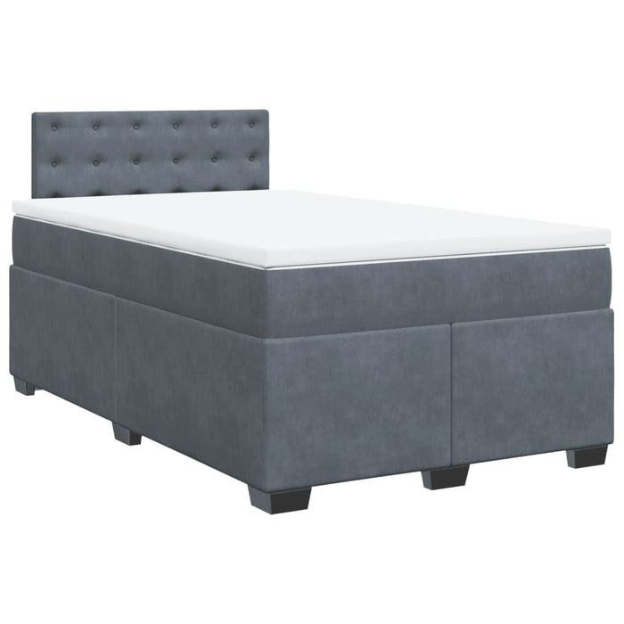 Pat box spring cu saltea, gri închis, 120x190 cm, catifea - WALTI WALTI