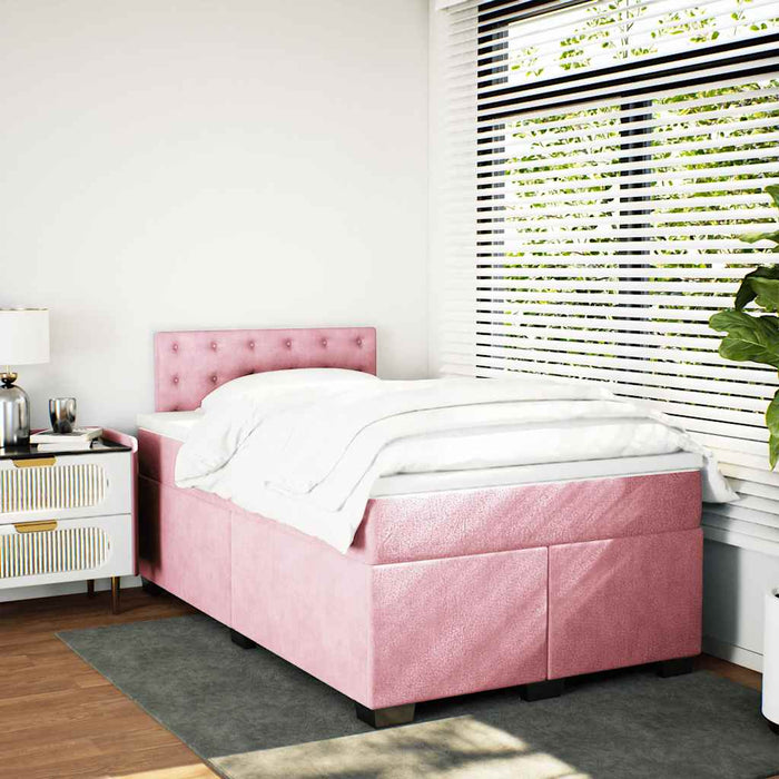 Pat box spring cu saltea, negru, 120x190 cm, catifea - WALTI WALTI