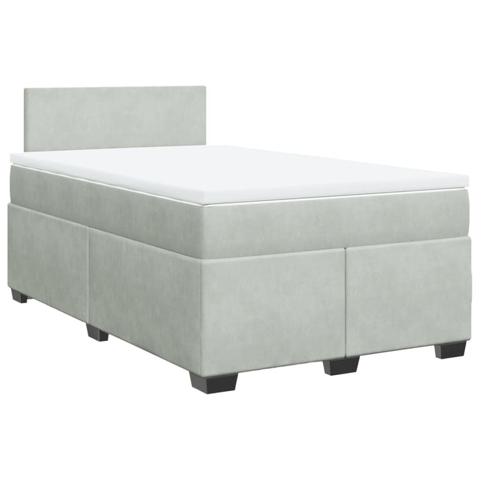 Pat continental cu saltea, gri deschis, 120x200 cm, catifea - WALTI WALTI