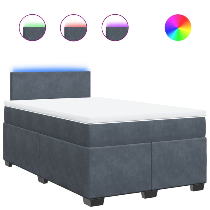Pat box spring cu saltea, gri închis, 120x200 cm, catifea - WALTI WALTI
