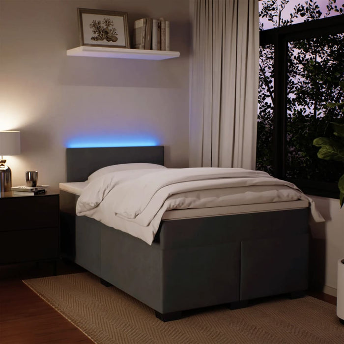 Pat box spring cu saltea, gri închis, 120x200 cm, catifea - WALTI WALTI
