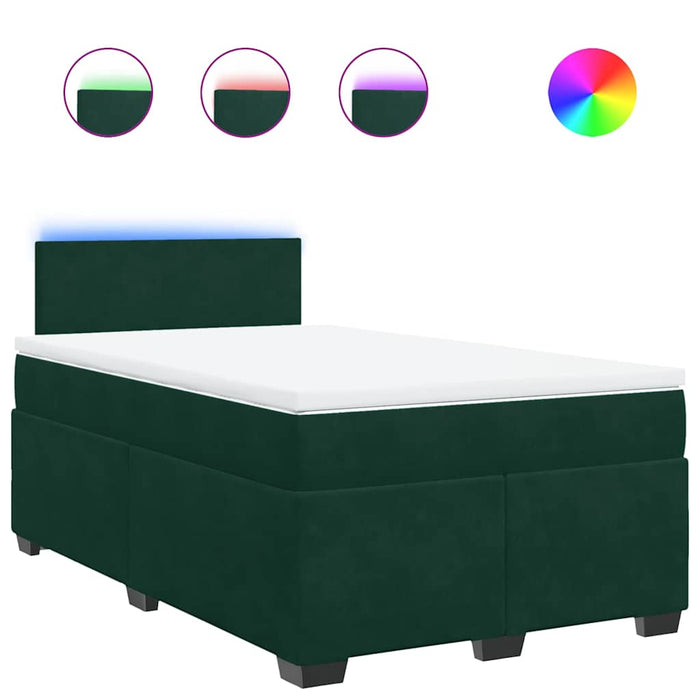 Pat box spring cu saltea, verde închis, 120x200 cm, catifea WALTI