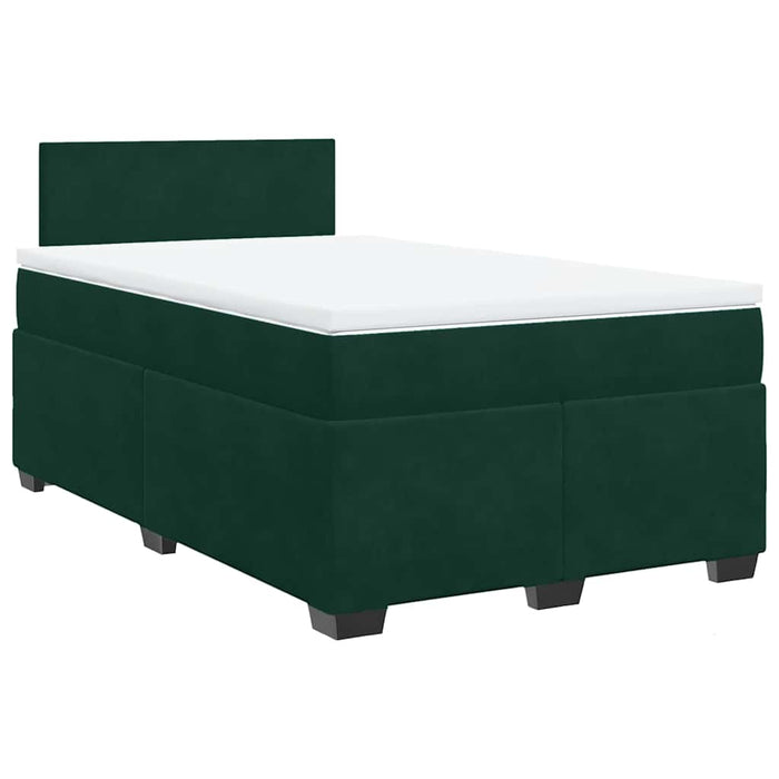 Pat box spring cu saltea, verde închis, 120x200 cm, catifea WALTI