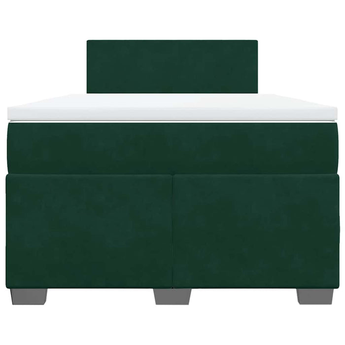Pat box spring cu saltea, verde închis, 120x200 cm, catifea WALTI