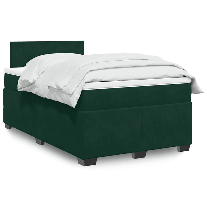 Pat box spring cu saltea, verde închis, 120x200 cm, catifea WALTI