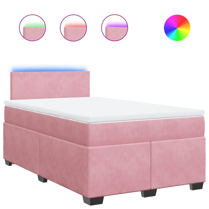 Pat box spring cu saltea, roz, 120x200 cm, catifea - WALTI WALTI