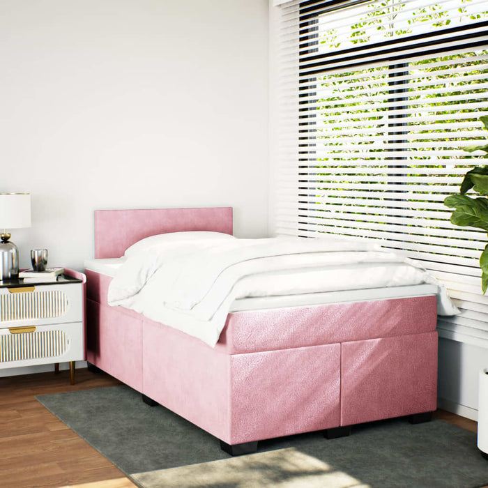 Pat box spring cu saltea, roz, 120x200 cm, catifea - WALTI WALTI