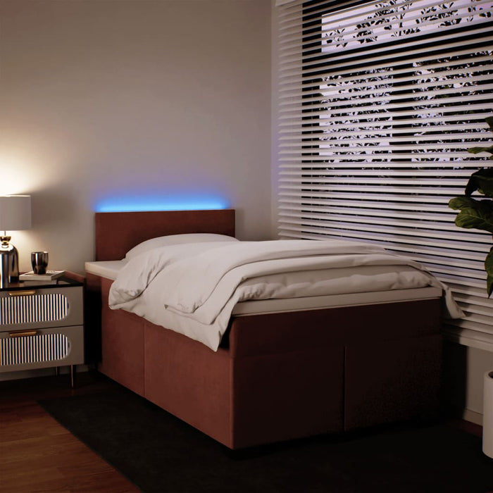 Pat box spring cu saltea, roz, 120x200 cm, catifea - WALTI WALTI