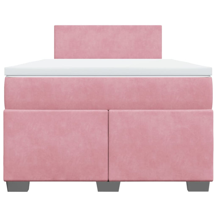 Pat box spring cu saltea, roz, 120x200 cm, catifea - WALTI WALTI