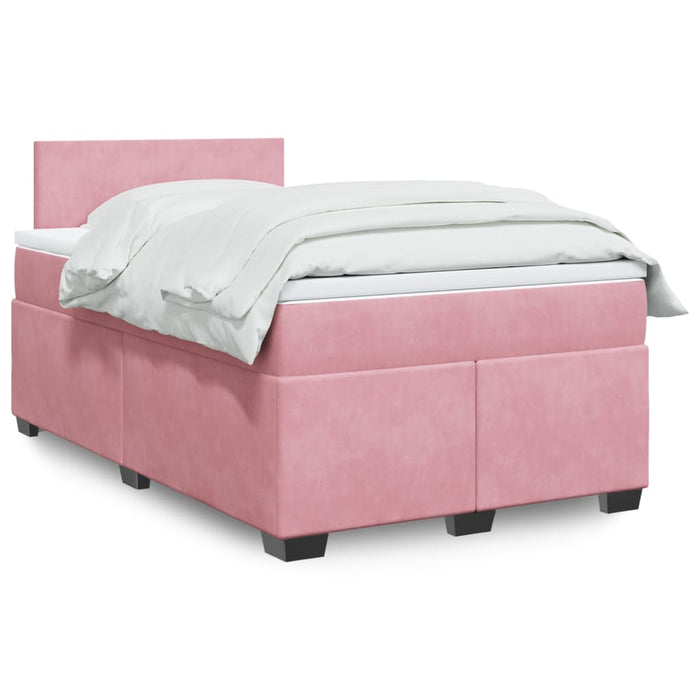 Pat box spring cu saltea, roz, 120x200 cm, catifea - WALTI WALTI